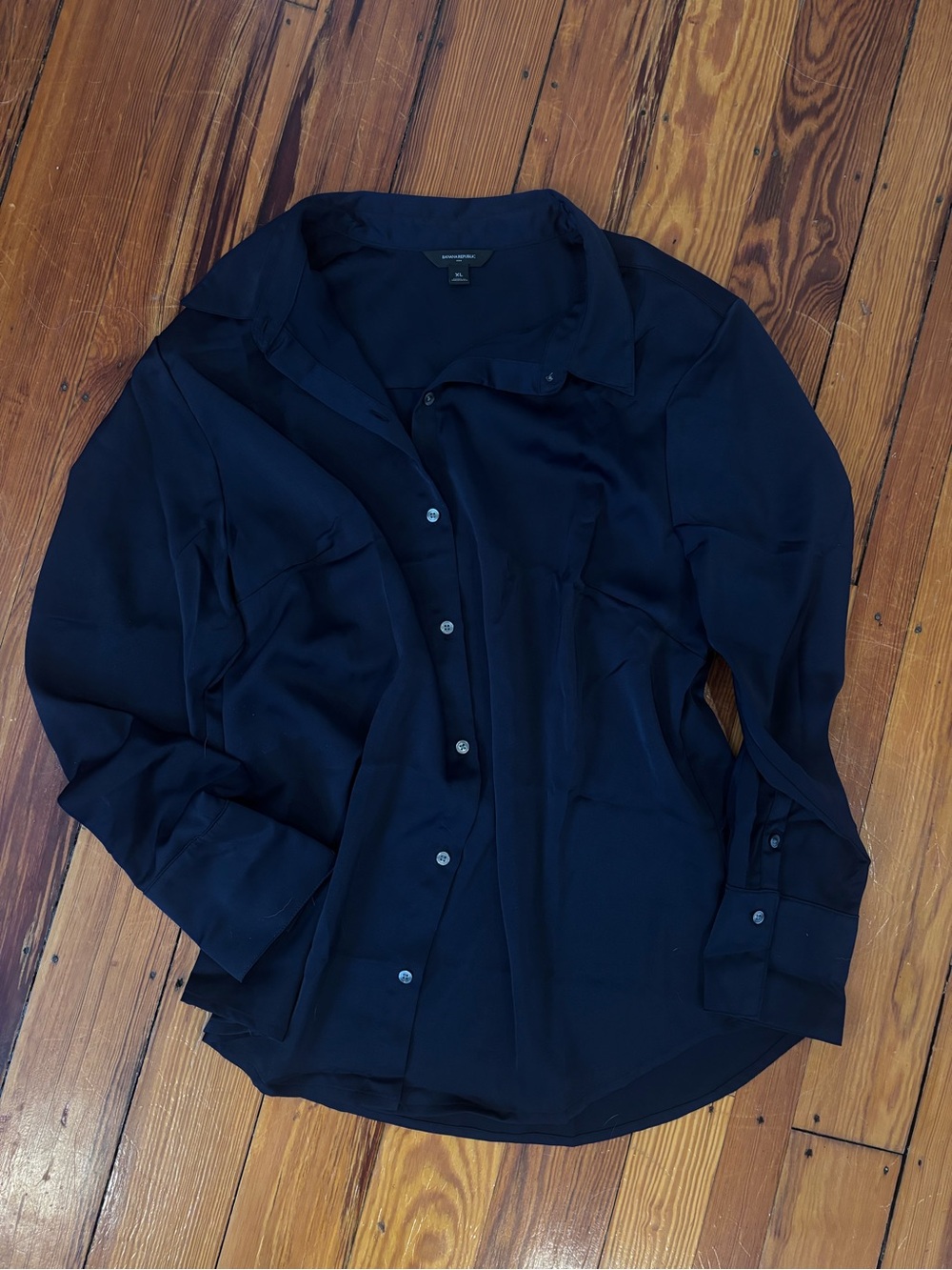 Banana Republic Navy Button-Up Silk Shirt